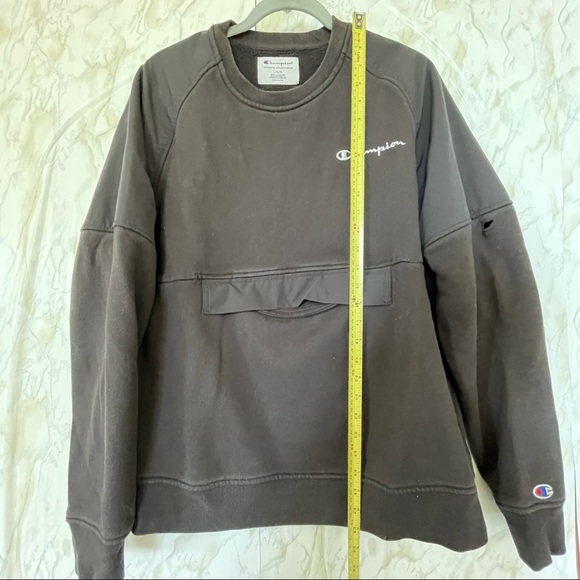 Champion large black pullover sweater front pocket sweatshirt men’s long sleeve - Picture 8 of 11